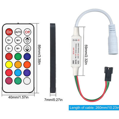 DC5 - 24V Mini 21Key LED Light Controller For WS2811 WS2812B Dream Color Strip Lights