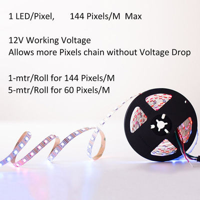 Ws2815 Digital Rgb Led Strip Individual Addressable Daul Data Signals 60 LEDs 144 Pixels