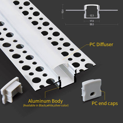 LED Light Strips Aluminium Channel With PC Cover Recessed Drywall Plaster Gypsum Led Aluminum Profile