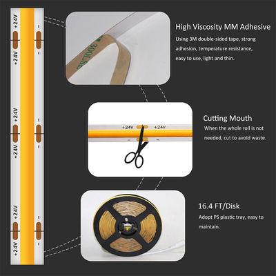 2023 COB LED Strip 480leds 2700K 3000K 4000K 6000K Dotless Flexible Tape Light