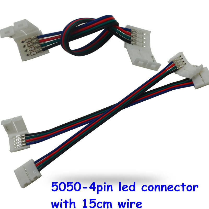 Led Strip Light Connectors 4 Pin 10mm Width  Led Accessory Solderless Extension Cable Wire