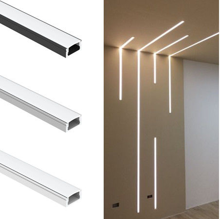 High Quality U Shape Black Alu Extrusion Housing Channel Diffused Cover For Lighting Strip Surface Led Profile Aluminum